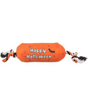 Levně Válec HALLOWEEN, plyšová hračka se zvukem, na laně, oranžová - LIMITOVANÁ NABÍDKA 1 ks/30 cm