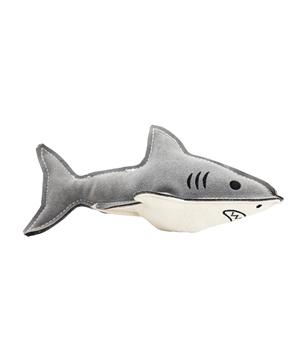 Žralok, kožená robustní hračka, HIPHOP DOG, šedá/bílá