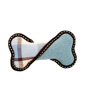 Kost, 21 cm, robustní aport pro psy, HIPHOP DOG, modrá/žlutá