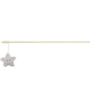 Levně Vánoční hrací prut s hvězdičkou a catnipem, plyš/dřevo, šedá 1ks/48cm