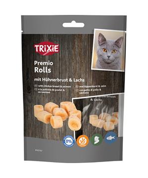 Levně PREMIO Rolls, válečky s kuřecím a lososem, obsah masa 72 %, 50g