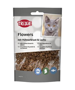 Levně Flowers, kytičky s kuřecími prsy a lososem 50g