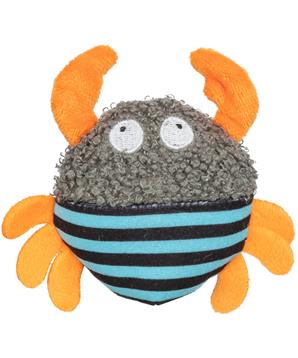 Levně Krab s catnipem, plyšová hračka pro kočky, 9 cm, šedá/oranžová/tyrkysová 1 ks