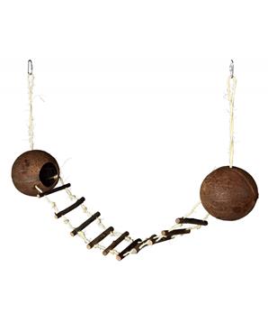 Kokosové domky pro křečky spojené žebříkem 2x13 x 100 cm