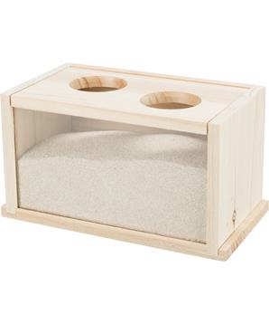 Písková lázeň, pro myši/křečky, dřevěná, 22 x 12 x 12 cm