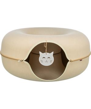 Levně Filcová boudička - donut, ø 60 cm, s hračkou, béžová 1 ks
