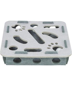 Levně Interaktivní hra pro kočky Hole’n’Roll – box, ø 30 × 7.5 cm, filc, šedá 1 kds