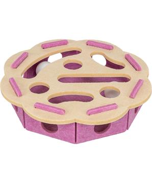 Levně Interaktivní hra pro kočky Hole’n’Roll – květina, ø 30 × 7.5 cm, filc, růžová/béžová 1 ks