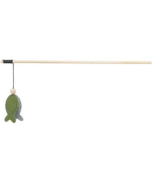 Levně Hrací prut s rybkou, 48 cm, s catnipem, dřevo/filc 1 ks