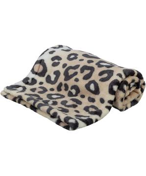 Plyšová deka LEO, vhodná pro alergiky, krémový leopard