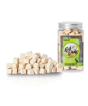 KIDDOG Super Premium 100% freeze dried RABBIT CUBES  - čistá králičí svalovina sušená mrazem 70 g