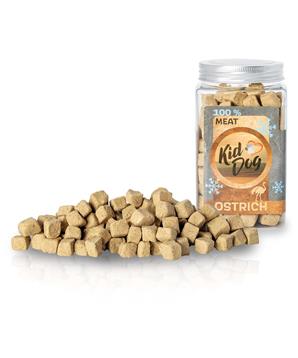 KIDDOG Super Premium 100% freeze dried OSTRICH CUBES - čisté pštrosí maso sušené mrazem 