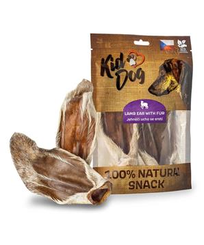 KIDDOG 100% Natural Snack, jehněčí ucho se srstí 