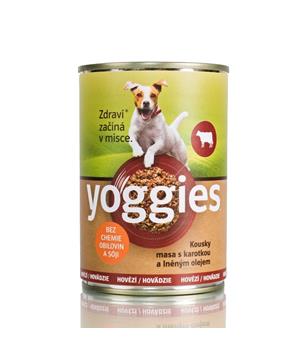Yoggies hovězí konzerva pro psy s karotkou a lněným olejem