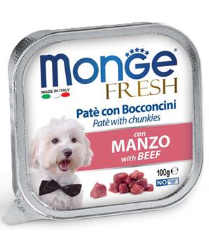 MONGE FRESH - paštika a kousky s hovězím pro psy