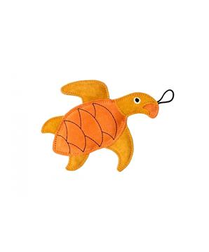 Levně Hračka pes LEATHER TURTLE kůže,oranžová Kiwi 21 cm