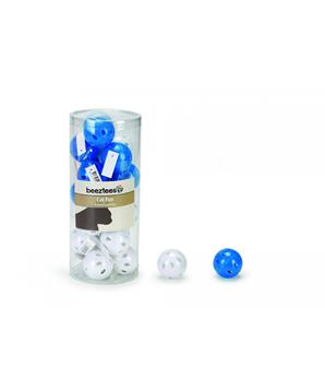Levně Beeztees Hračka pro kočky míček plastový bílý/modrý s rolničkou 4cm