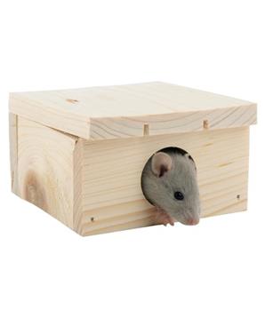 Levně Domek dřevo křeček, myš rovná střecha 10 x 6 x 10 cm 1 ks