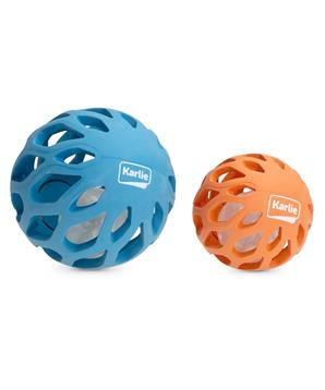 Levně Karlie Gumová mřížkovaná koule s LED světlem uvnitř 8,3cm oranžová