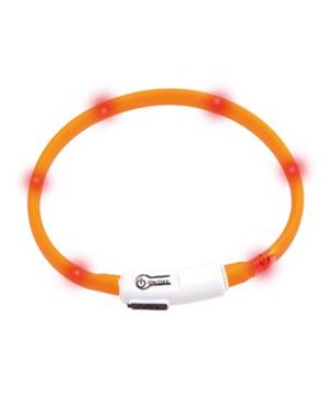 Levně Karlie LED světelný obojek pro kočky oranžový obvod 20-35cm