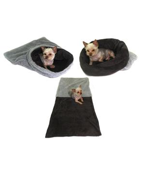Marysa pelíšek 3v1 pro psy, DE LUXE, šedý/tmavě šedý, velikost XL