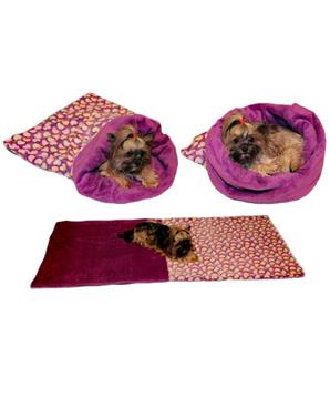 Marysa pelíšek 3v1 pro psy, srdíčko/fialový, velikost XL