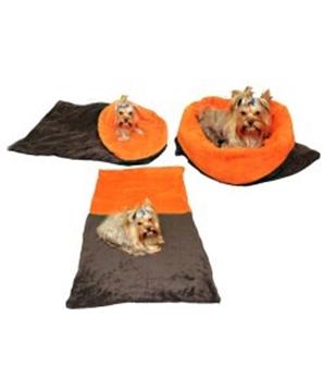 Marysa pelíšek 3v1 pro psy, tmavě šedý/oranžový, velikost XL