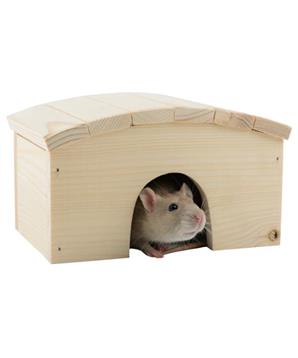 Domek dřevo křeček obloukovitá střecha 18 x 12 x 10 cm