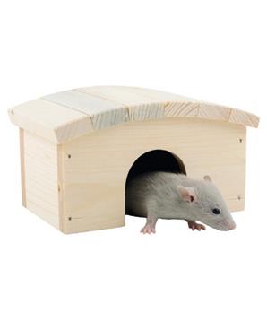 Domek dřevo křeček, myš obloukovitá střecha 14 x 10 x 8 cm