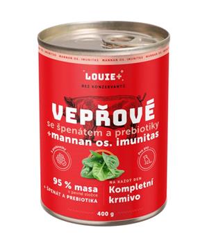 Levně Louie konz.pro psy vepřové,špenát,prebiotika 400g