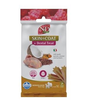 Levně N&D QUINOA Dog Dental Snack Skin & Coat Quail Medium & Maxi 100g