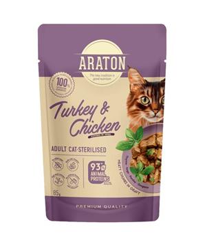 Levně Araton Cat kaps. Sterilised Turkey/Chicken 85g
