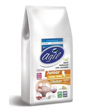Levně AGIL JUNIOR LARGE & GIANT, CHICKEN & lamb, tuna, yoghurt 10kg