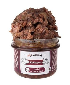 Levně All Animals kočkopes sklo Hovězí ve vlastní šťávě 200g