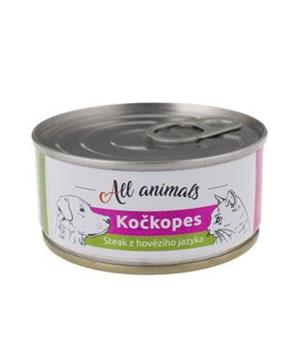 Levně All Animals kočkopes steak z hovězího jazyka 100 g