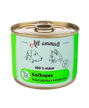 Levně All Animals kočkopes Telecí jatýrka s kolagenem 200g