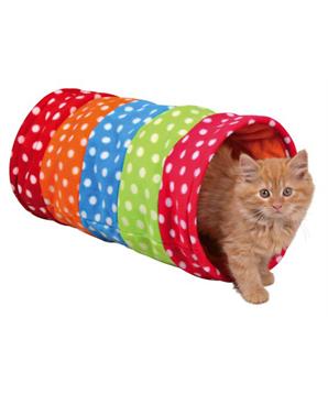 Barevný tunel pro kočky, flízový 25x50 cm