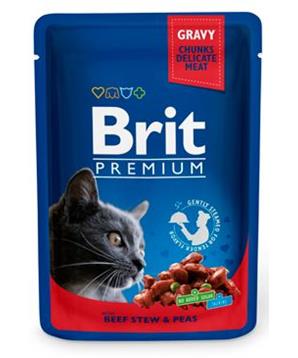 Levně Brit Premium Cat kapsa with Beef Stew & Peas 100 g - 1Ks