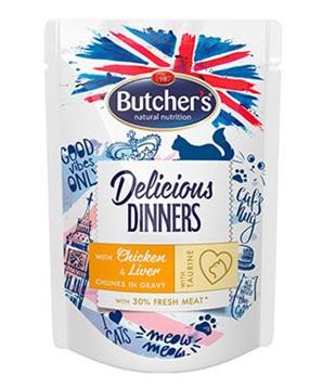 Levně Butcher’s Cat Class.Delic.Dinn. kuře+játra kapsa 100g