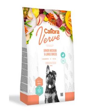 Levně Calibra Dog Verve GF Junior M&L Chicken&Duck 12 kg