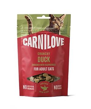 Levně Carnilove Cat CRUNCHY Snack Duck+Raspberries 50g
