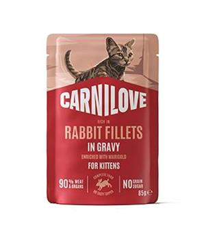 Carnilove Cat Pouch Gravy Rabbit+Marigold Kittens 