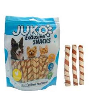 Levně Chicken Jerky wrapped Pollock Strips JUKO Snacks 250g