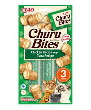 Levně Churu Cat Bites Chicken wraps&Tuna Purée 3x10g