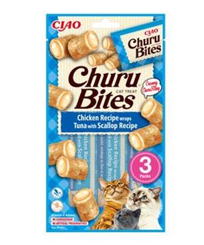 Levně Churu Cat Bites Chicken wraps&Tuna Scallop Purée 3x10g