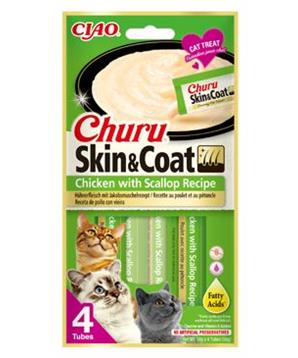 Levně Churu Cat Skin&Coat Chicken with Scallop Recipe 4x14g