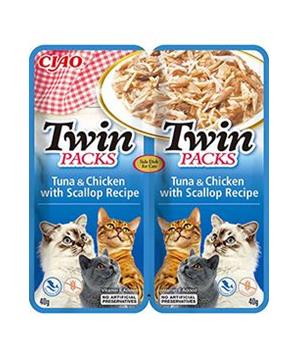 Levně Churu Cat Twin Packs Tuna&Chick & Scallop in Broth 80g