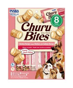 Levně Churu Dog Bites Chicken wraps Chicken+Salmon 8x12g