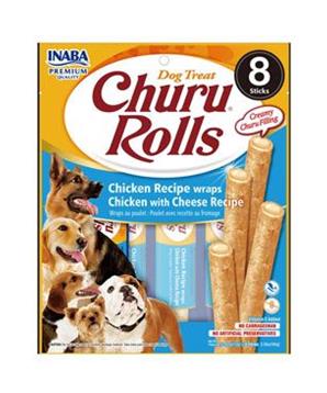Levně Churu Dog Rolls Chicken with Cheese wraps 8x12g