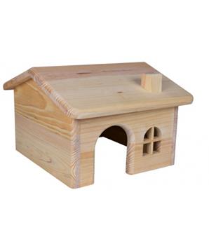 Levně Dř. domek se sedlovou střechou pro myši a křečky 15x11x15 cm
